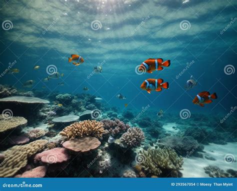 Clownfish and coral reef stock illustration. Illustration of travel - 293567054