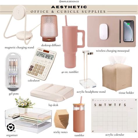 Aesthetic Office Supplies | Work office decor, Work cubicle decor, Work ...