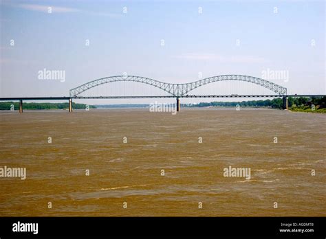 The Mississippi River and the Hernando Desoto Memorial Bridge at Memphis, Tennessee Stock Photo ...