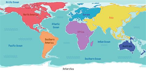 Map Of Continents And Oceans Printable Pdf