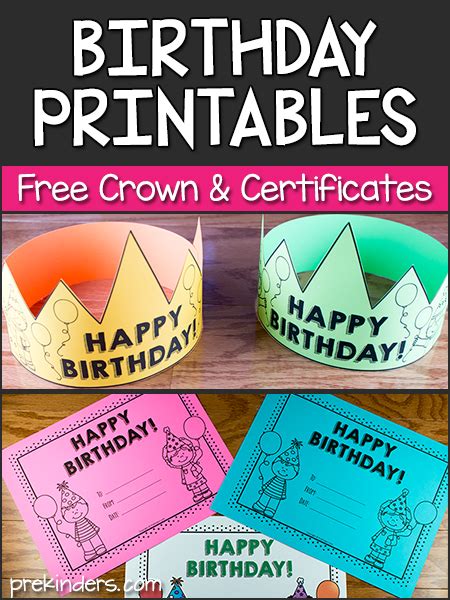 Birthday Crown, Certificate, Chart - PreKinders