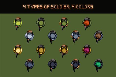 Top Down Soldiers Pixel Art by Free Game Assets (GUI, Sprite, Tilesets)