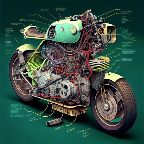 Motorcycle Cutaway Diagram #5 Digital Art by Tim Hill - Fine Art America