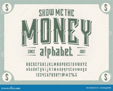 Money font stock vector. Illustration of font, vintage - 225322514