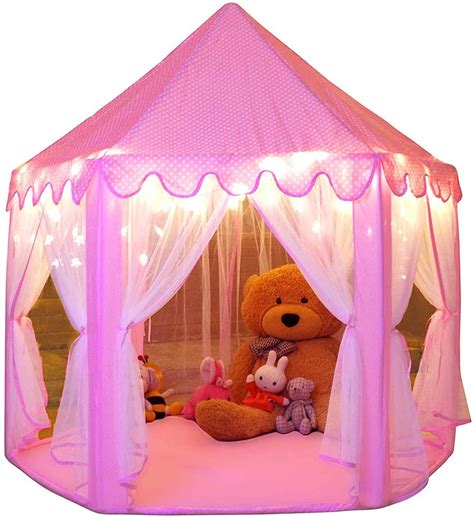 Monobeach Princess Tent Girls Large Playhouse Kids Castle Play Tent with Star Lights Toy for ...