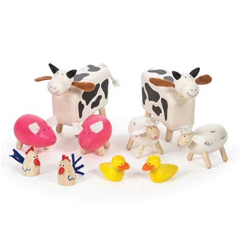 Wooden Farm Animals, Set of 10 - BJTT0143 | Bigjigs Toys | Toys