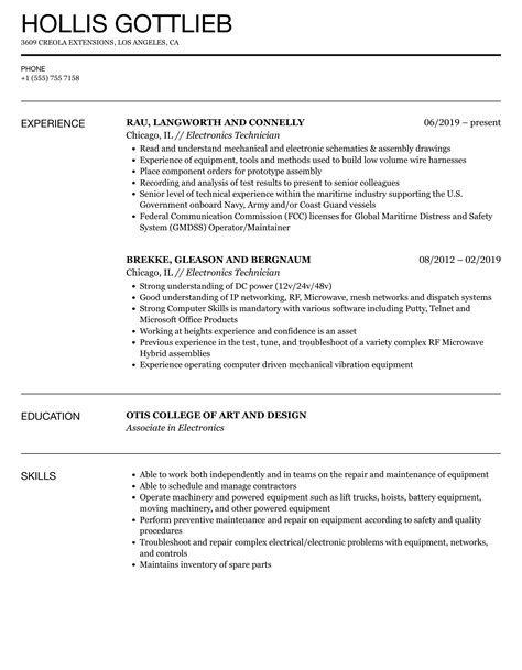 Electronic Technician Resume Examples - JerryPound Blog