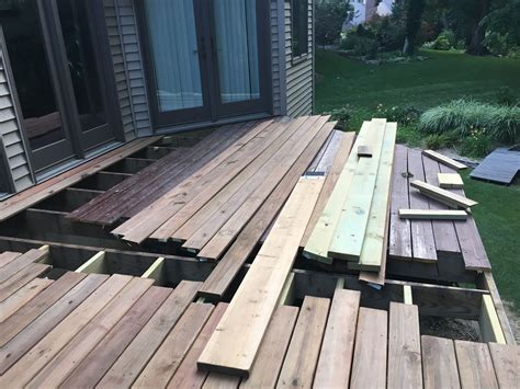 Install new deck boards May-June 2017. Ripped out half of old deck and ...