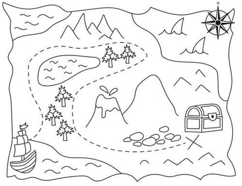 Treasure Map Pirate Coloring Kids Pages Drawing Printable Maps Colouring Getdrawings Choose ...