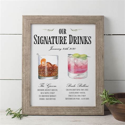 Signature Drink Sign Template Free