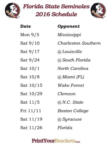 Printable Fsu 2024-2024 Football Schedule - Nba Summer League 2024 Schedule