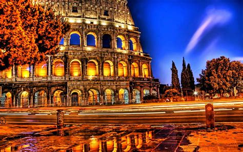 HD wallpaper: Colosseum by Night, street, beautiful, lights, evening ...