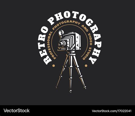 Retro photo camera logo Royalty Free Vector Image