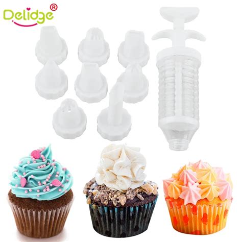 Aliexpress.com : Buy Delidge 1 set Cake Decoration Set Plastic 8 Cake Nozzles Icing Syringe Mold ...