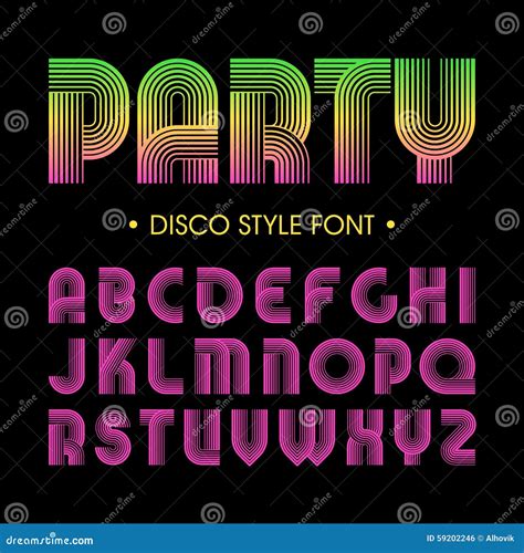 Disco Party Style Font Stock Vector - Image: 59202246