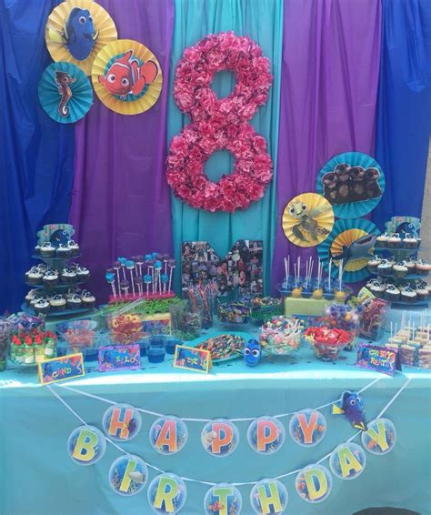 Finding Dory Theme Party Candy Bar by: Christina L. | Ocean birthday ...