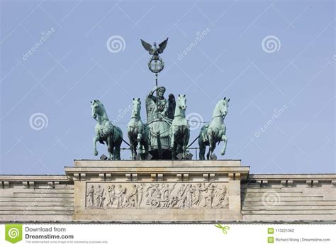 Brandenburg Gate Quadriga Under the Sunny Stock Photo - Image of beauty, famous: 113221362