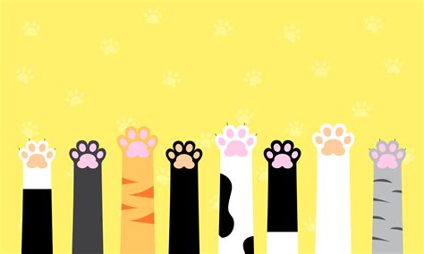 Multicolored cat paws. Flat design. Cute cat paws wallpaper. Vector illustration 9262242 Vector ...