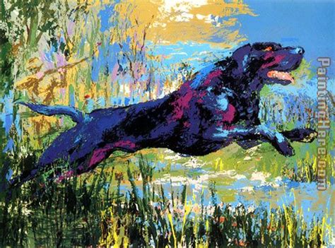 Leroy Neiman Black Labrador painting anysize 50% off - Black Labrador painting for sale