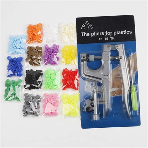 15 COLORS Glossy Snap Fasteners With Snap Pliers Set, Snap Button Kit ...