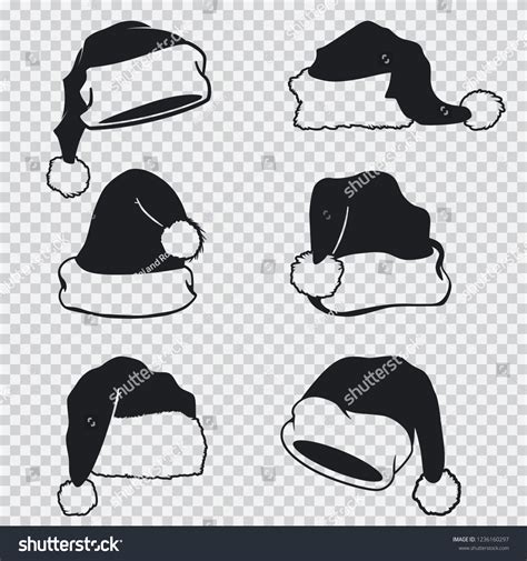 Santa Hat Black And White Clipart