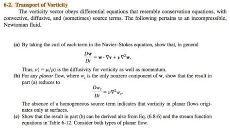 Solved 6-2. Transport of Vorticity The vorticity vector | Chegg.com