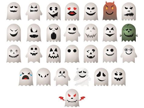 28 Halloween Ghost Emoji Ghost Face Monster Faces Clipart - Etsy