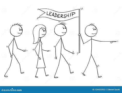 Leadership Concept. People Follow The Leader. Cartoon Vector ...