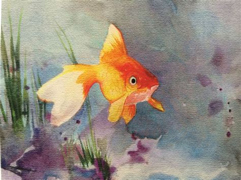 Goldfish Art Watercolor Fish Painting Animal Art Wall | Etsy