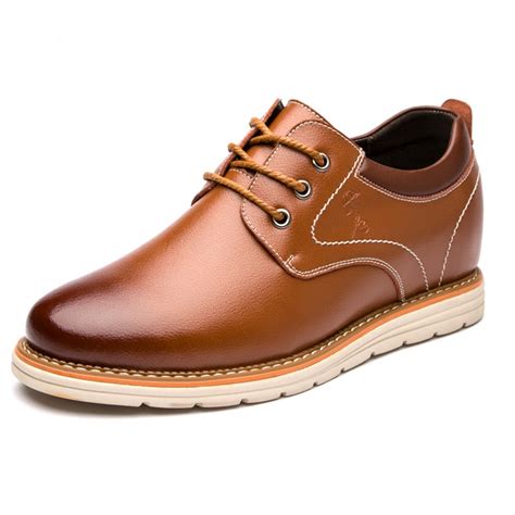 All Match Men Elevator Shoes Brown Height Increasing Business Casual Shoes Taller 3.2inch / 8cm