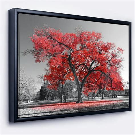 DESIGN ART Designart 'Big Red Tree on Foggy Day' Landscape Framed Canvas Art Print - Walmart.com ...