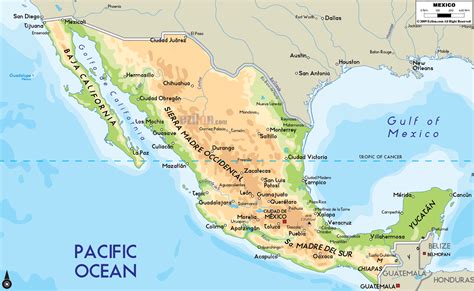 El mapa de México: México es en el continente de norte america entre el Océano Pacifico y el ...