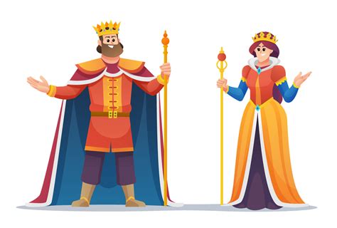 King and queen cartoon character set 6607691 Vector Art at Vecteezy