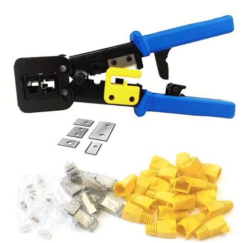 Buy RJ45 Crimp Tool 6P 8P Multi-function Cable Cutter Pass Through Crimper Ethernet Cable ...