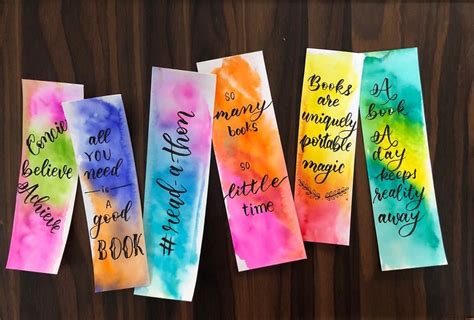 Bookmarks 🔖 • • • #rg #rgcrafts #bookmarks #watercolor #watercolorbackground #books #bookquotes ...