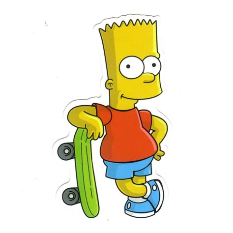 #1223 Bart Simpson Skateboarding, Height 8 cm, decal sticker - DecalStar.com | Cartoon caracters ...