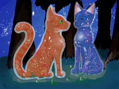 My first Fanart submit: Firestar and Bluestar Reunite | Warrior Cats