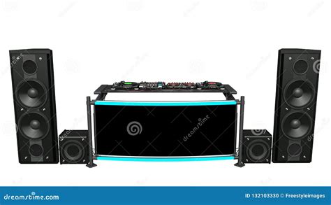 DJ Turntables with Speakers, Sound Mixers and Audio Recording Equipment, Disc Jockey Music ...