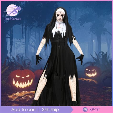 [ Stock] Women Halloween Party Cosplay Set Dress Medieval Nun Fancy ...