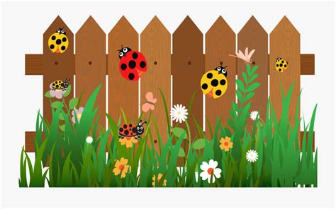 Fence Cartoon Ladybird The - Cartoon Garden Wooden Fence , Free Transparent Clipart - ClipartKey