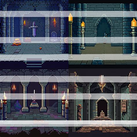 Pixel Art Dungeon Backgrounds by 3dStudios