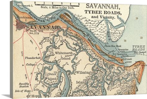 Savannah River - Vintage Map Wall Art, Canvas Prints, Framed Prints, Wall Peels | Great Big Canvas