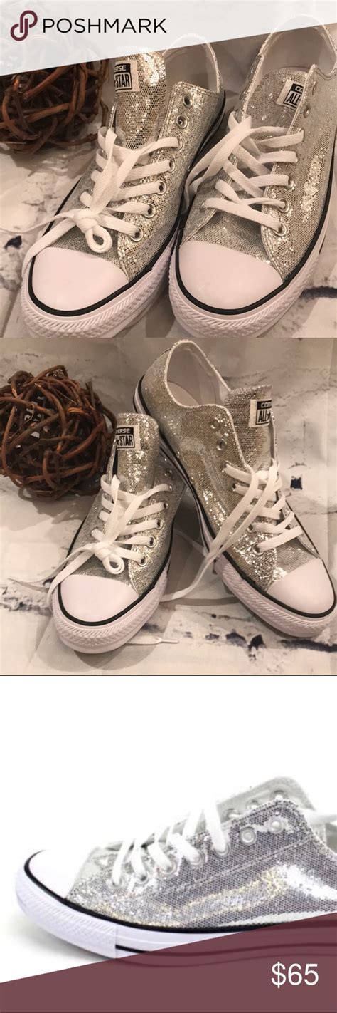 GLITTER Converse Chuck Taylor All Star Ox Silver | Glitter converse ...