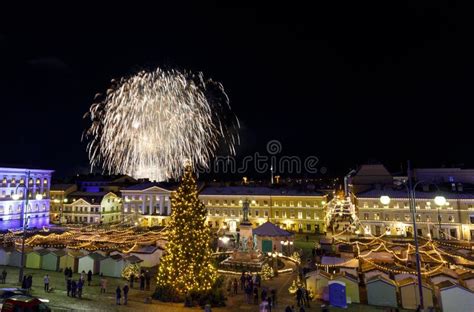 Independence Day Fireworks in Helsinki, Finland on December 06, Stock ...