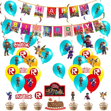 Buy Party Supplies Roblox Birthday Decorations Roblox Balloons Roblox Birthday Cake Decorations ...