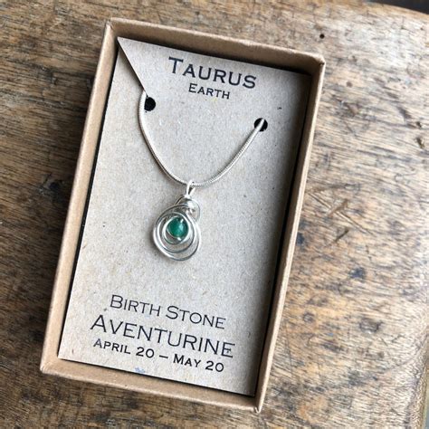 Taurus Birthstone Necklace Zodiac Green Aventurine Taurus | Etsy