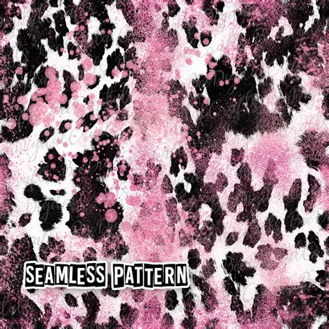 SEAMLESS Pattern Cowhide and Pink Glitter Western Digital Fabric Design Printable Paper Download ...