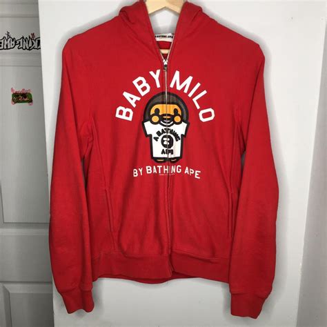 Red Baby Milo Hoodie Bape Classics Tag Circa... - Depop