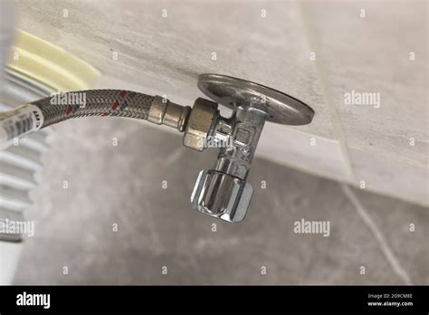 Toilet pipe repair concept background close-up to toilet equipment, pipeline system Stock Photo ...