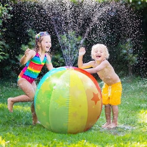 ToyX Beach Ball Sprinkler for Kids, Large 30" Diameter Inflatable Sprinkler Water Toys for ...